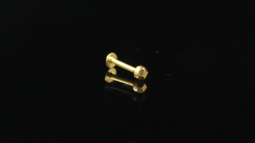 18KT Gold Nose Ring, Minimal Plain Nose Pin