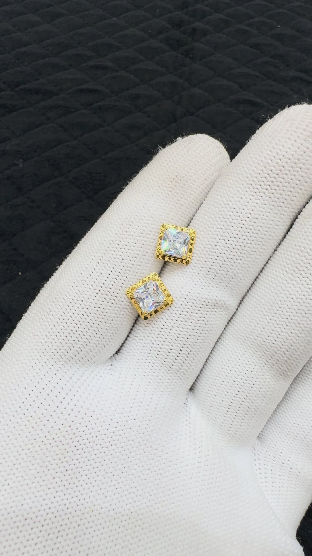 18k Gold Cubic Zirconia Studs With Push Backs | Minimal Statement Studs | Gemstone Studs | Gold Earrings