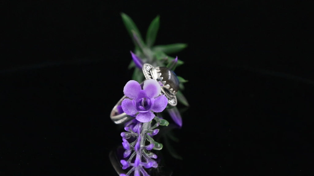 Vintage 925 Sterling Silver Labradorite Ring – Oval Gemstone Handmade Jewelry Oxidised Jewellery